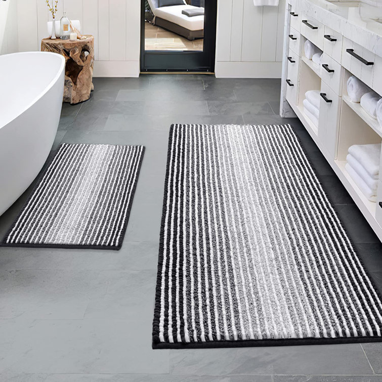 Grey striped online bath mat